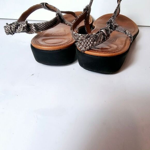 Fitflop Tia Snake Embossed Thong Sandal Size 6 - Picture 5 of 9